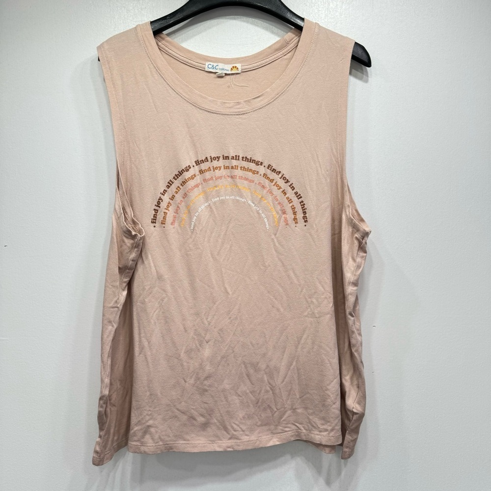 C&C California Peach Mauve Find Joy In All Things Sleeveless T-shirt Size XL